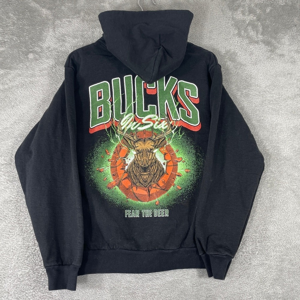 Milwaukee Bucks Unfinished Legacy Hoodie Mens Small Black NBA Streetwear